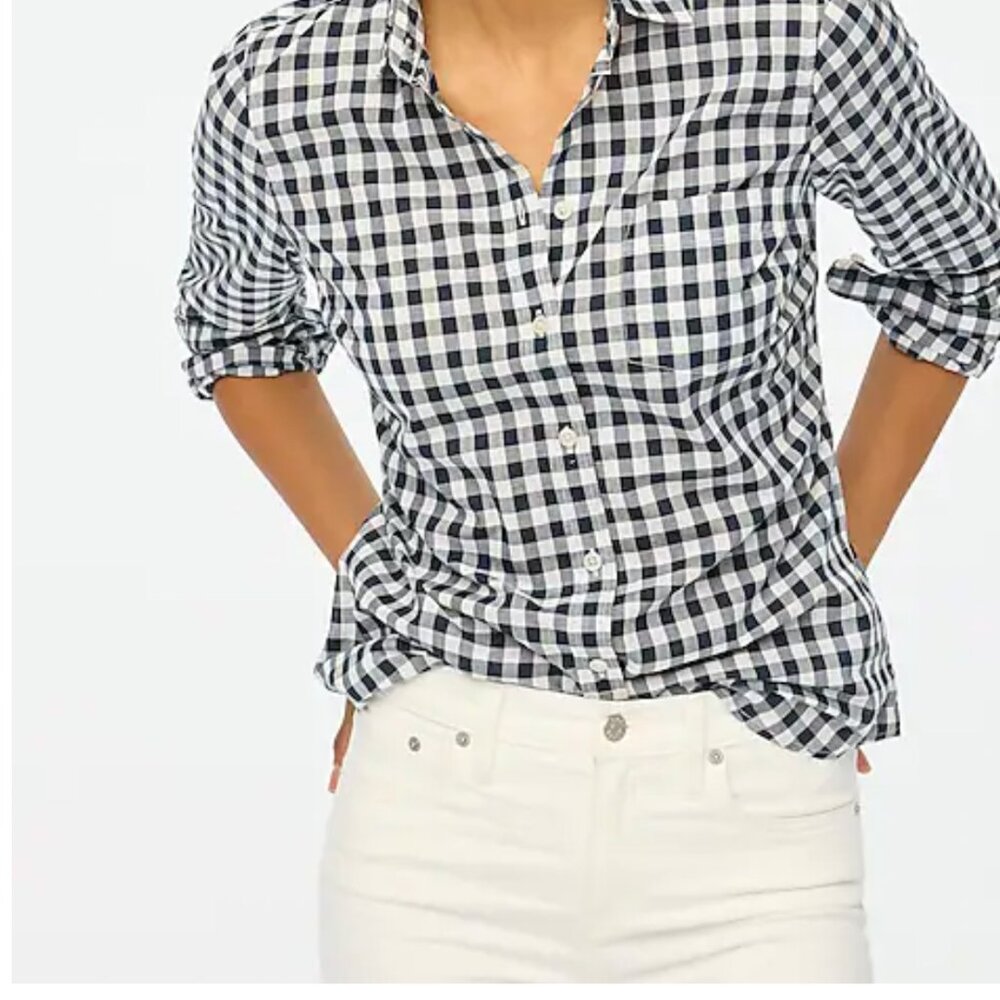 NWT J. Crew Factory Gingham lightweight cotton shirt in signature fit, size S